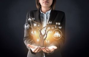 Canva - Customer care with family tree abstract concept