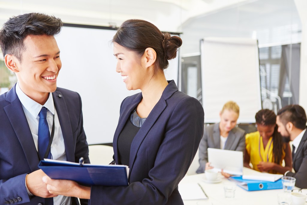 Association consultants talking.